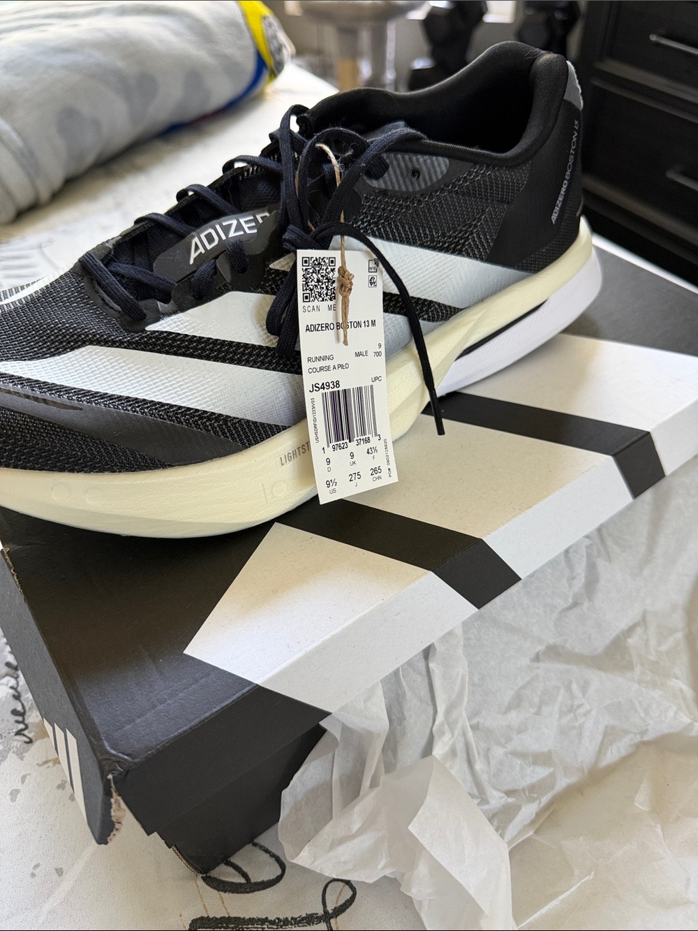adidas Adizero Boston 13 M Running Shoes - Black White Cream